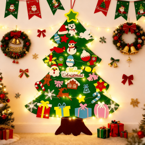 2025 New Christmas Creative Handmade DIY Felt Christmas Tree Christmas Home Decor Powered By 2 AA Batteries (Not Included).