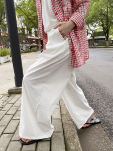 Feelroom High Waist Loose Wide Leg Pants Womens Casual Loose Feeling White Pants Simple Style Autumn New Arrival