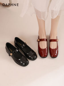 Daphne French Mary Jane Womens Shoes 2024 New Summer Low Cut for Skirts Sandals Black Soft Bottom Small Leather Shoes