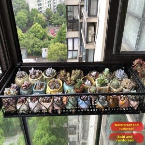 Hanging Window Flower Rack Hanging Balcony Iron Railing Succulent Flower Stand Flowerpot Storage Rack Multifunctional Storage Rack