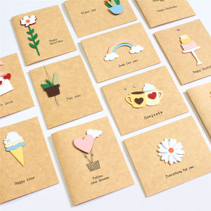 Creative Minimalist 3D Birthday Thank You Mini Gift Card for Childrens Day Festive Interactive Folded Card Retro Style