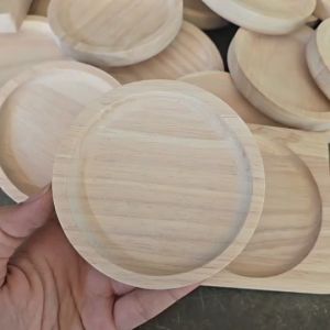จานรองแก้ว ที่รองแก้ว ไม้ยางพารา แบบเปล่า ขนาด 9 ซม. ราคาส่ง