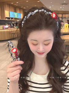 Cute Red Apple Wave Hairband Womens 2025 New High Forehead Anti-Slip Toothed Hair Clip Pressed Hair Headwear Accessories