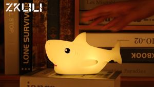 Cute Night Light for Kids Cute Shark Lamp Animal Lamp 7 Color Lamp Nightlights Birthday Christmas Gift for Children with USB RechargeableKids Silicone Lamp Kawaii Room Decor