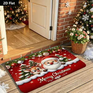 VIKAMA Christmas Happy Mat Soft Slip-Resistant Holiday Floor Mat Festive Entrance Hall Rug Merry Christmas Home Decoration