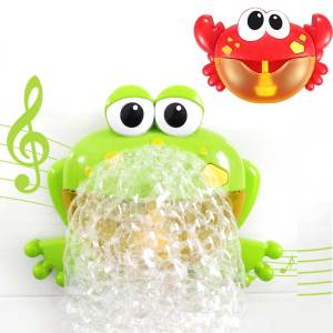 1pcs Kids Green Frog/Red Crab Spit Bubble Machine Baby Bath Toys Kids Bathtub Water Play with MusicSurprise Gift for Boys Girls