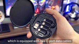 HIRANA 5 in 1 60W fast charge data cable Multi-function data cable storage box universal charging adapter
