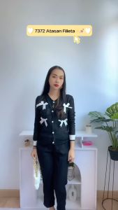 [Basica Moda] 7372 Atasan Top Blouse Cardigan Wanita Filleta Rajut Import