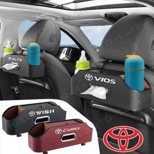 Car Seat Back Storage Organizer With Tissue Box For Toyota Wish Alphard Vios Cross Hilux Rush Fortuner Supra Avanza Altis Camry Yaris Raize Chr Prius Hanging Cup Phone Holder Seat Hook Car Accessories Interior