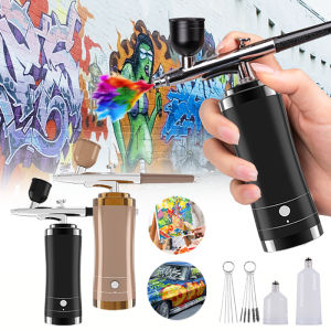 แอร์บรัชพร้อมคอมเพรสเซอร์ ปืนสเปรย์ขนาดเล็กสําหรับการสร้างแบบจําลองสี แอร์บรัชจิตรกรรม ปืนพ่นสีขนาดเล็ก ชุดแอร์บรัชพร้อมคอมเพรสเซอร์