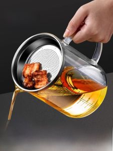 Kitchen Glass Oil Bottle Leakproof Pork Fat Tank Oil Filtering Pot Home Use Storage Container European Style Solid Color