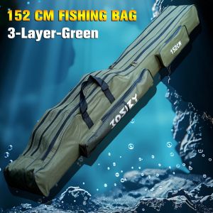 Fishing Rod Bag 122/152/182CM 3 Layer Fishing Backpack Outdoor Tackle Fishing Bag Oxford Bag for Fishing Accessories Equipment