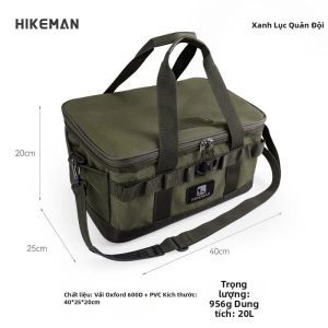HIKEMAN | Hikeman Túi Đựng Đồ Dung Tích Lớn Dành Cho Cắm Trại Ngoài Trời Di Động Chống Sốc Denim Hộp Đựng Khí Cassette Bếp Và Dụng Cụ Sắp Xếp Dụng Cụ Sắp Xếp Xanh Quân Đội Kaki Đen