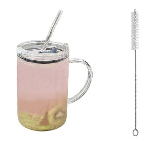 1/2PCS Glass Cup 1000ML Drinking Glass Tumbler With Lid And Straw Glass Coffee Cup Glass Mug Milk Juice Coffee Transparent Cup