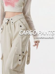 WANGGONGZHU | กางเกงทำงานฤดูร้อนสำหรับผู้หญิง กางเกงขายาวทรงหลวม แห้งเร็ว สำหรับการปีนเขา กางเกงขายาวทรงหลวม สไตล์อเมริกัน กางเกงขายาวลำลอง