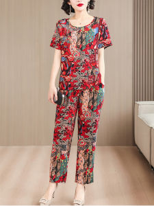 Bộ Đồ Ngủ Lụa Cotton Cho Phụ Nữ Trung Niên Và Cao Tuổi Có Thể Mặc Ngoài Trời Bộ Đồ Ngủ Cotton Pha Trộn Thời Trang Mùa Hè Thường Ngày