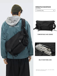 Large Capacity Mens Crossbody Bag Fitness Shoulder Bag Single Strap Backpack Computer Bag Casual Oxford Cloth Pure Color