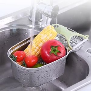 Stainless Steel Sink Drainer Basket for Filtering and Storage