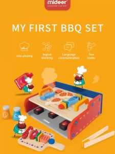 Bộ đồ chơi nấu ăn cho bé gái mini bằng gỗ Mideer My first BBQ set Mideer
