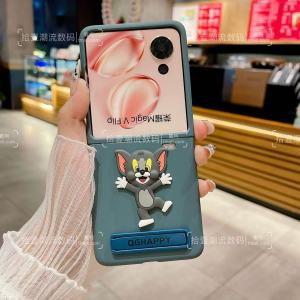 Cartoon Style Phone Case for Honor MagicVFlip Foldable Screen with Wrist Strap Cute Design Protective Cover Skin Feel Side Support