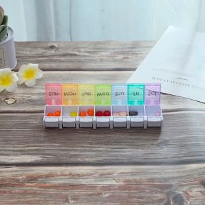 Portable Medicine Case 7 Days Weekly Travel Pill Case Organizer Holder Box Dispenser Pillbox Pill Cutter