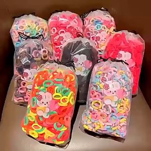 ยางรัดผม ชูด 100 ชิ้น สำหรับเด็ก แฟชั่น เกาหลี ยางรัดยืดหยุ่น สูงผม ผู้หญิง ผม ผูกยางรัดผม ACFUNY