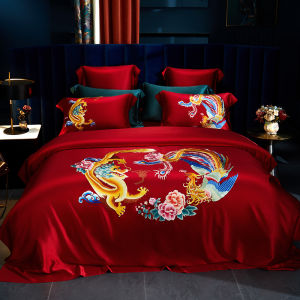 Wedding Silk Bedding Set Red 38mm
