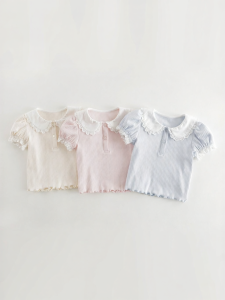Marc&Janie | Lace Peter Pan Collar Soft Stretch Short Sleeve T-Shirt