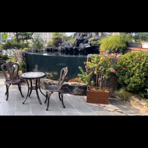 [D60cm] Bộ bàn ghế nhôm đúc ngoài trời cao cấp – Bền đẹp chống nước chống gỉ phù hợp ban công sân vườn quán cà phê