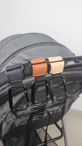 Lil Curators Durable PU Leather Stroller Hooks | Versatile Carabiner for Travel & Camping | 30KG Capacity | Multi-Purpose Baby Gear Accessory