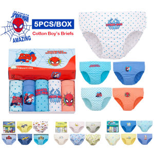 KUCHAR 5pcs/Box Kid Boy Cartoon Cotton Comfortable Briefs Underwear Gift Panty For Kids 3-14 Years