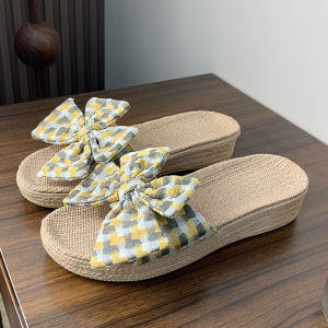 Dép Vải Lanh Thắt Nút Bướm Cho Nữ Dép Vải Lanh Cotton Dùng Trong Nhà Dép Vải Lanh Thoáng Khí Mùa Hè Dép Vải Lanh Thắt Một Hàng Dùng Trong Nhà