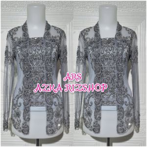 atasan kebaya wisuda kebaya kutubaru silver mix sage + longtorso