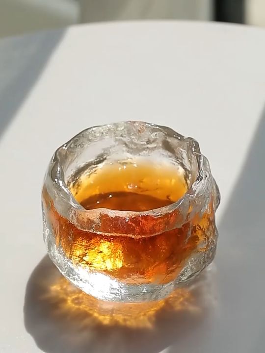 Bộ Ly, Chén Thủy Tinh Băng Tâm Kèm Đĩa Lót Dùng Thưởng Trà Phong Cách Nhật Bản Dung Tích 50 Ml