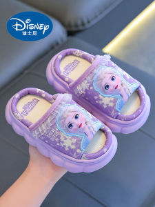 Princess Elsa Linen Slippers Breathable Anti-Slip Thick Bottom Baby Floor Summer Cool Slippers for Girls Childrens Cotton Slippers