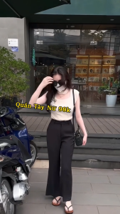 Quần Tây ống Loe dáng lỡ phong cách 84cm Vải Tuyết mưa Tây đứng dáng giữ Phom đẹp Có Bigsize 82KG