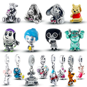 Disney | S925 Sliver Plated Disney Winnie the Pooh Inspired Charm Beads Compatible With European Bracelets DIY Jewelry Gifts For Fans.