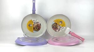 NEW MAKCOOK crepes pan 22cm pastel pinkwhite marble series / wajan walik anti lengket / panci pembuat kulit risol