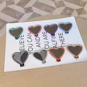 Cute Heart Mirror Sticker Type Foldable Phone Holder Portable Desktop Lazy Stand For Phone