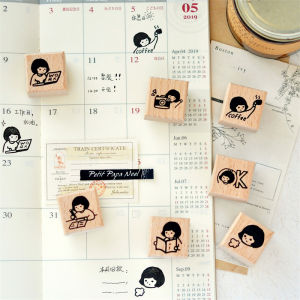 Pill Stationery Room Original Journal Seal Calm Little Girl Work Study Reading Character Rubber Stamp Schedule