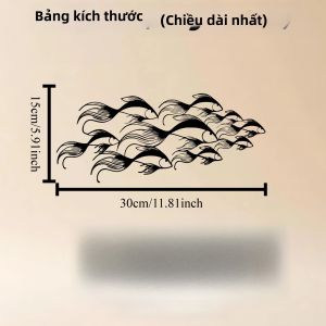 CIFbuy | Tranh Treo Tường Kim Loại Đen Chắc Chắn Cắt Laser Họa Tiết Đàn Cá Hiện Đại Trang Trí Đại Dương Cho Nhà Cửa