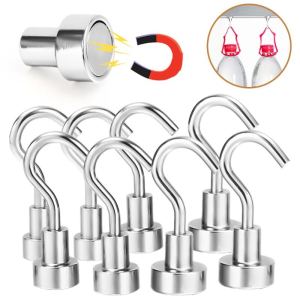 20pcs Heavy Duty Magnetic Hook / Large Size Strong Powerful Neodymium Magnet Hook / Steel Hanging Magnetic Hook for Refrigerator Hanger Key Coat Cup Hanging Hanger