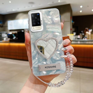 Vivox60 Phone Case Fashion Good-looking Womens Bracket Protective Case X60pro Diamond-Embedded Makeup Mirror Soft Case V2046a Acrylic Ultra-Thin Drop-Resistant V2047a Full-Covered Vivi with Lanyard