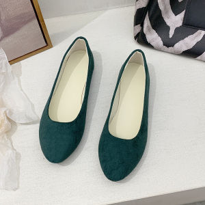 Green Vine Large Size Flat Bottom Shoes for Women Wedding Boat Shoes Candy Color Single Shoes Pregnant Women Shoes