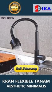 Kran Angsa Fleksibel NEW SOLIGEN PVC Keran Air Cuci Piring Tanam Sink BS2 BS2W BS2B Hitam Putih KRAN ANGSA FLEKSIBEL / FLEXIBLE ANGSA DAPUR ON OFF
