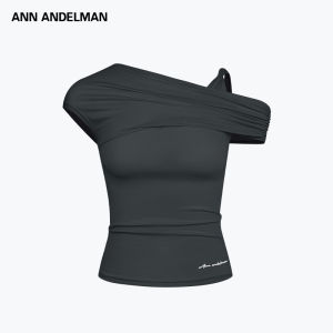 ANN ANDELMAN | Asymmetric Cutting Pleated One-Shoulder Slim Fit T-Shirts