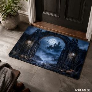 Thảm Chùi Chân Hình Lâu Đài Bí Ngô Halloween VIKAMA Mềm Mại Chống Trơn Trượt Thảm Trang Trí Nhà Cửa Lễ Hội Thảm Polyester Chống Trơn Làm Bằng Máy.