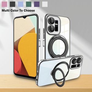 For Samsung Galaxy S24 S23 Plus Ultra FE S24+ S23FE 5G 2024 2023 Phone Casing Back Cover Clear Transparent Shockproof Bumper Ring Holder Bracket Soft TPU Edge All Include Case