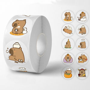 Bandai | 500pcs/Roll Cute Capybara Sticker Waterproof Graffiti Aesthetic Decorative Luggage Laptop Cup Phone Diary Book Stickers Toy