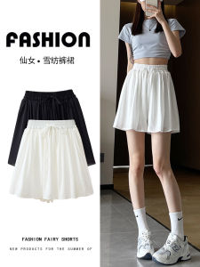 High Waist A-Line Wide Leg Pants Short ShortsSummer Thin New Womens Cotton Polyester Fiber Slimming Casual Versatile Wide Leg Trousers